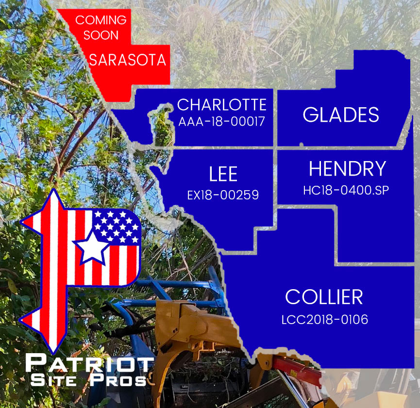 Patriot Site Pros offers land clearing and mulching services in Charlotte, Glades, Lee, Hendy, and Collier Counties | | Patriot Site Pros Commercial Land Clearing & Mulching